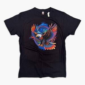 NWT Colorful & Fun Bald Eagle Graphic Print Short-Sleeve T-Shirt (Black | M)
